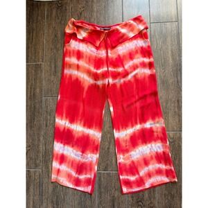 Karina Grimaldi Red Tie Dye Wide Leg Pants Women's Size M